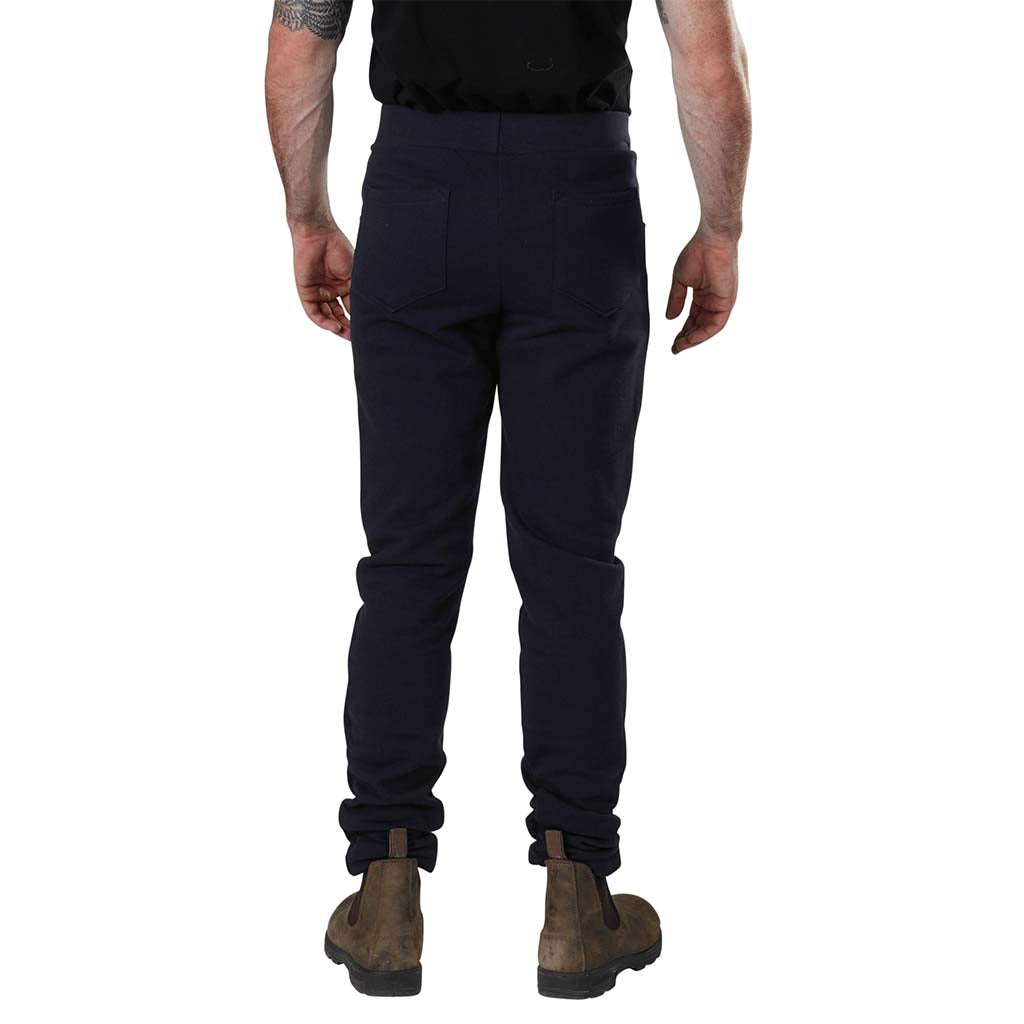 USA Made Organic Cotton Men's Fleece Saratoga Pants in FM Navy - Back View