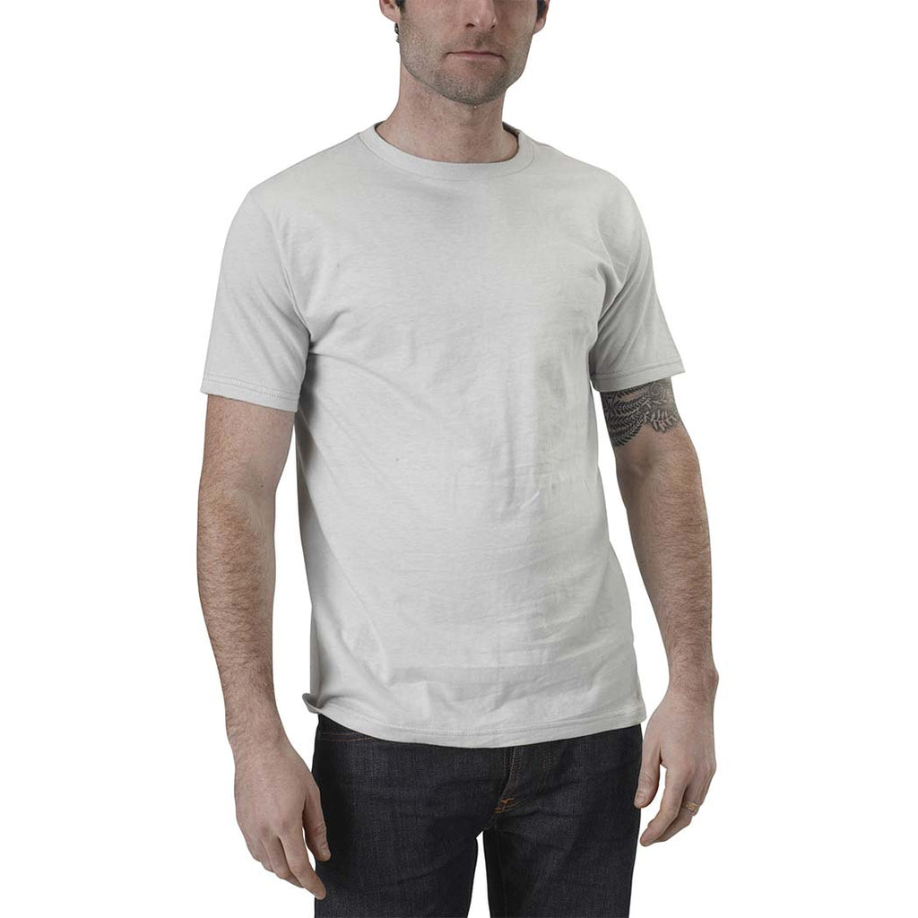 Unisex Organic Cotton Short Sleeve Classic Boxy Fit Ribbed Crewneck T-Shirt in Collegiate Light Greyish Blue