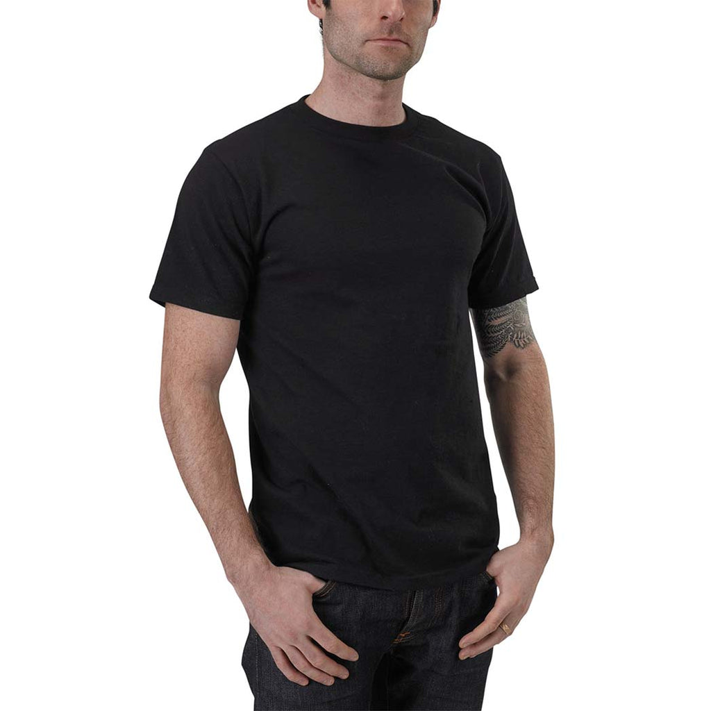 Unisex Organic Cotton Short Sleeve Classic Boxy Fit Ribbed Crewneck T-Shirt in Black
