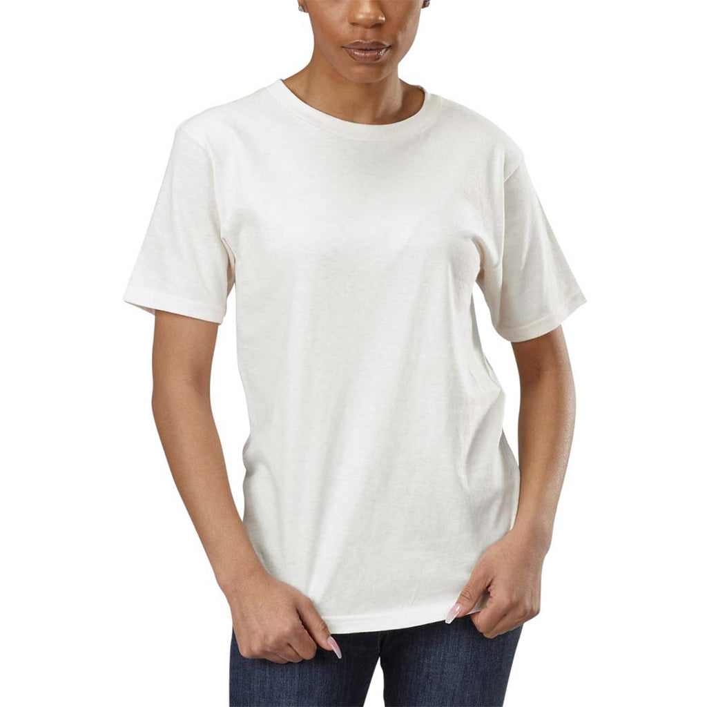 Unisex Organic Cotton Short Sleeve Classic Boxy Fit Ribbed Crewneck T-Shirt in Natural Undyed