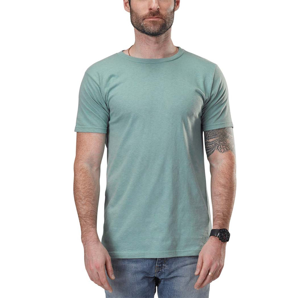 Unisex Organic Cotton Short Sleeve Classic Boxy Fit Ribbed Crewneck T-Shirt in Smokey Teal
