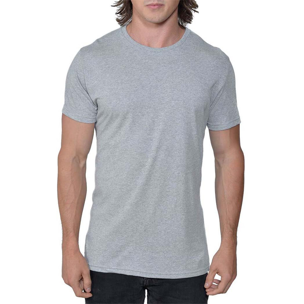 USA Made Organic Cotton Men's Favorite Crewneck Fitted T-Shirt in Heather Grey