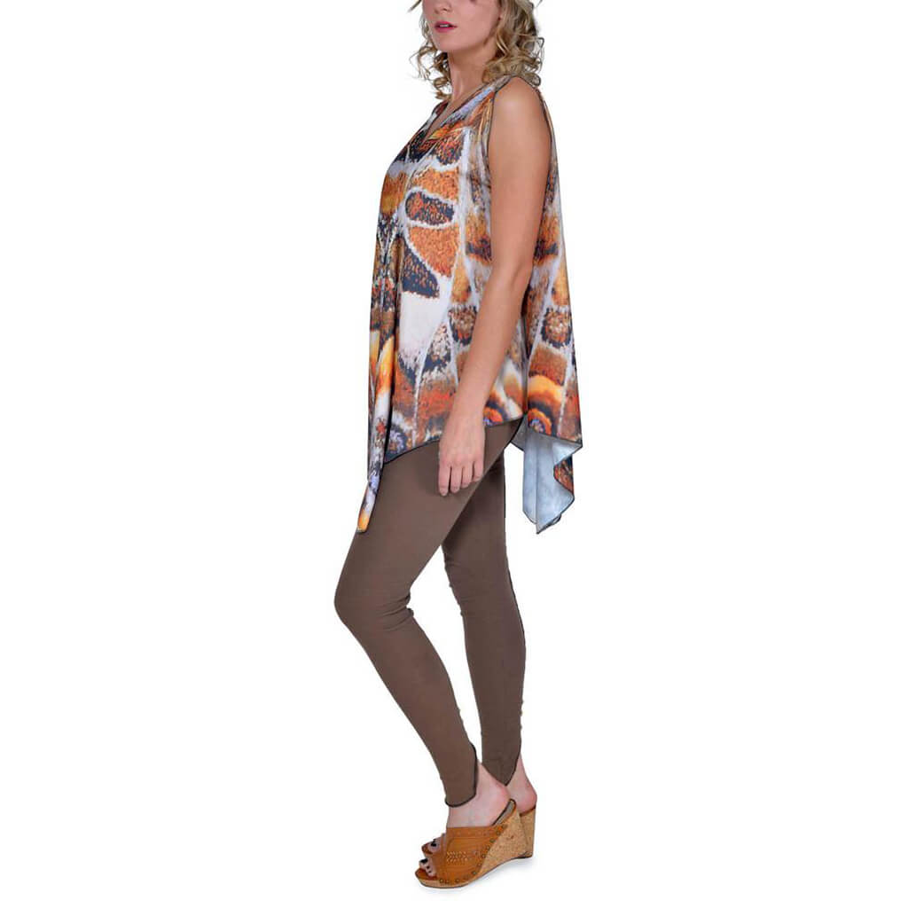 Recycled PET V-Cut Cheetah Butterfly Tunic Side View