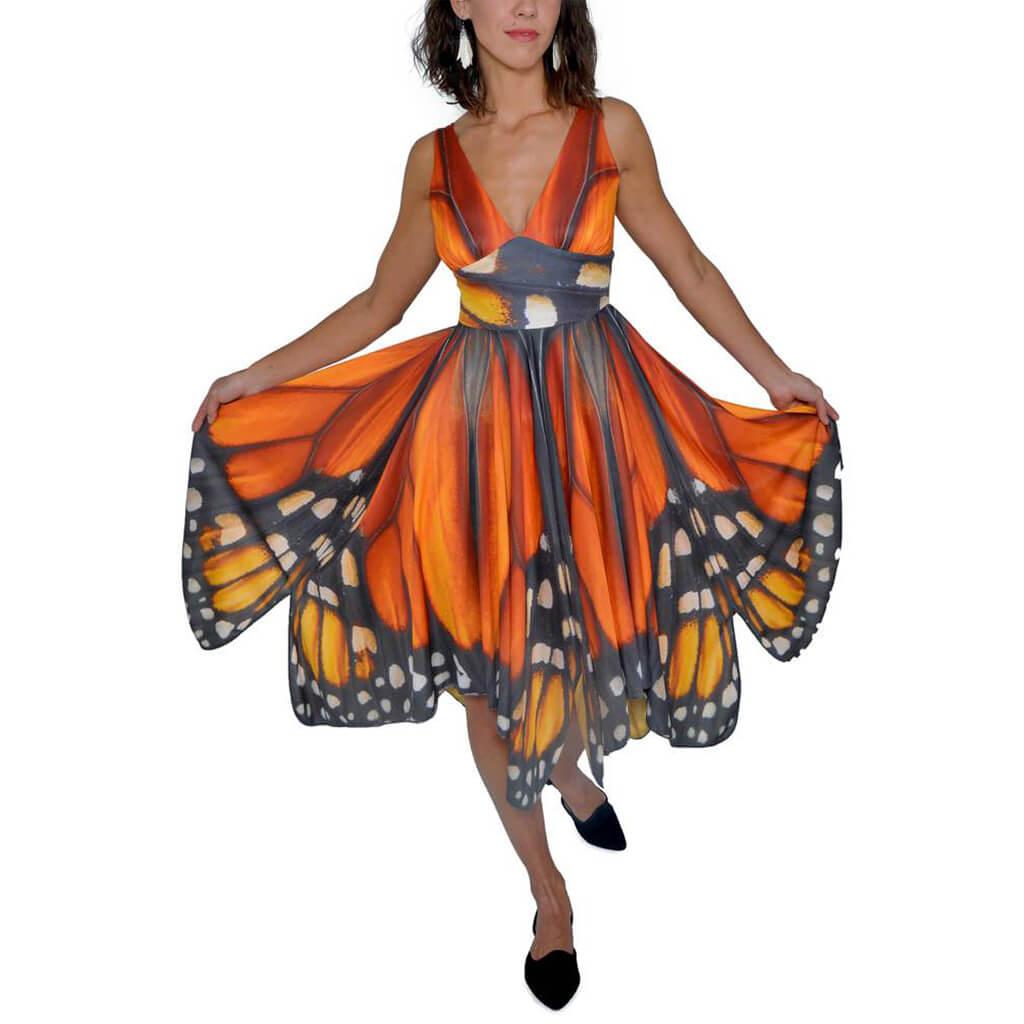 Recycled PET Monarch Butterfly Dress Front View