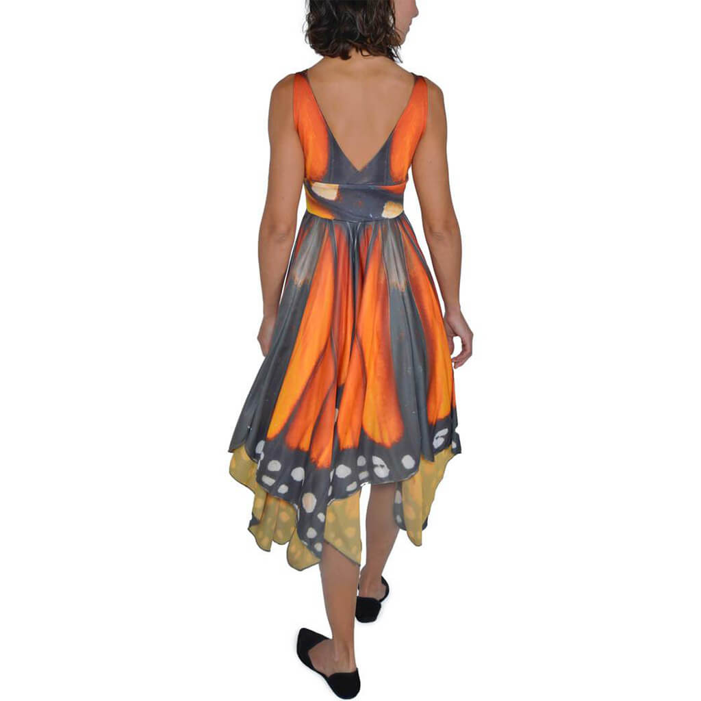 Recycled PET Monarch Butterfly Dress Back View