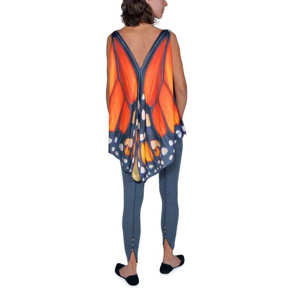 Recycled PET Monarch Butterfly V-Cut Tunic Back View