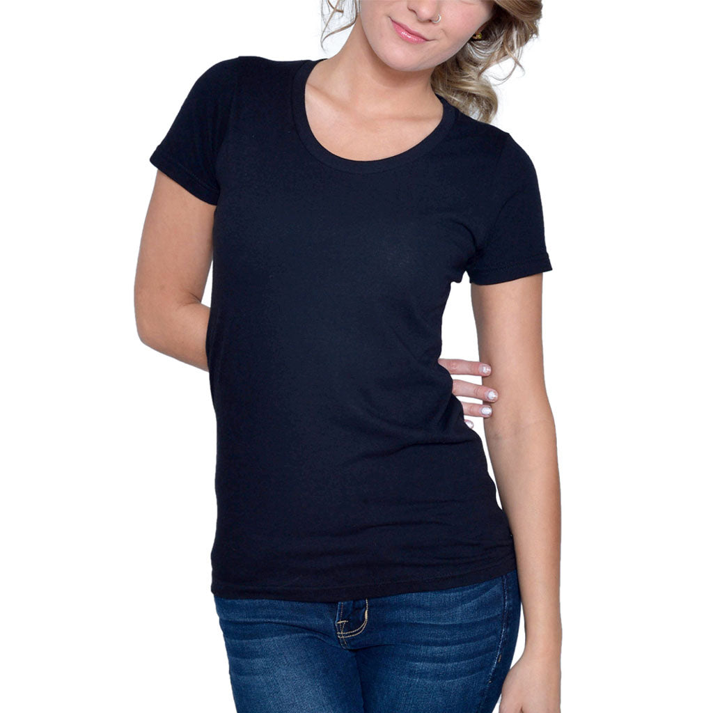 USA Made Organic Cotton Women's Short Sleeve Fitted Favorite Crewneck T-Shirt in Black