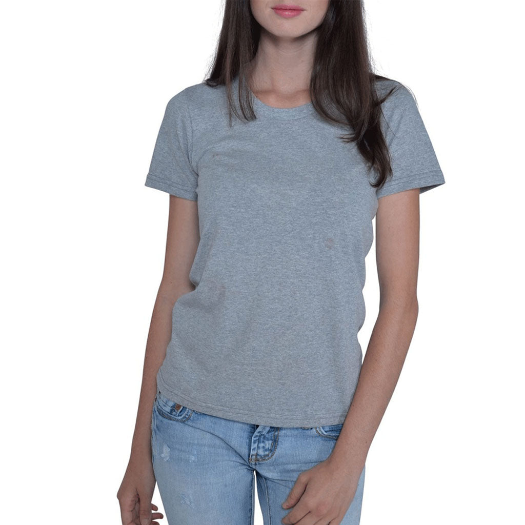 USA Made Organic Cotton Women's Short Sleeve Fitted Favorite Crewneck T-Shirt in Heather Grey