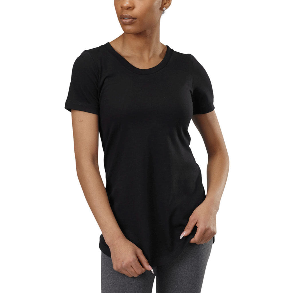 USA Made Organic Cotton Women's Short Sleeve Crewneck Tunic Tee in Black