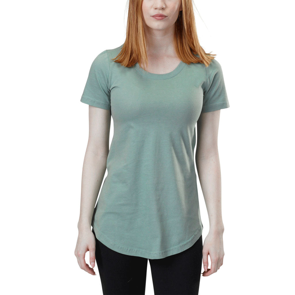 USA Made Organic Cotton Women's Short Sleeve Crewneck Tunic Tee in Smokey Teal