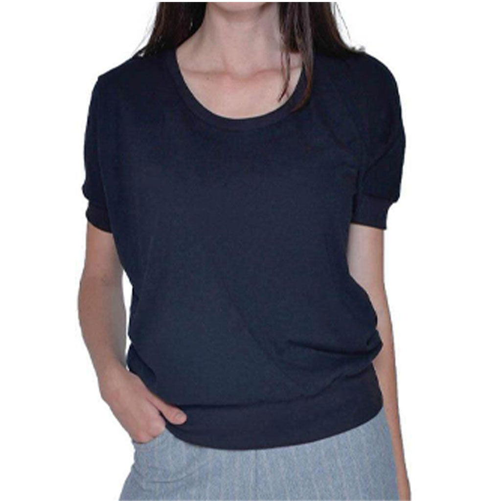 USA Made Organic Cotton Women's Short Sleeve Dolman Willow Tee in Black