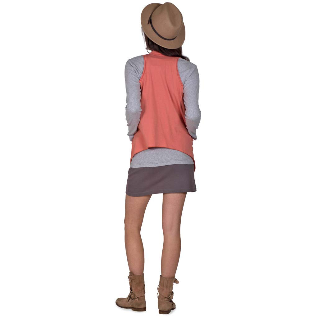 USA Made Organic Cotton Lightweight Jersey Draped Vest in Muted Coral - Back View