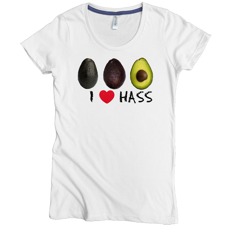 USA Made Organic Cotton Women's White Short Sleeve Favorite Crewneck Graphic Tee with I Heart Hass Design