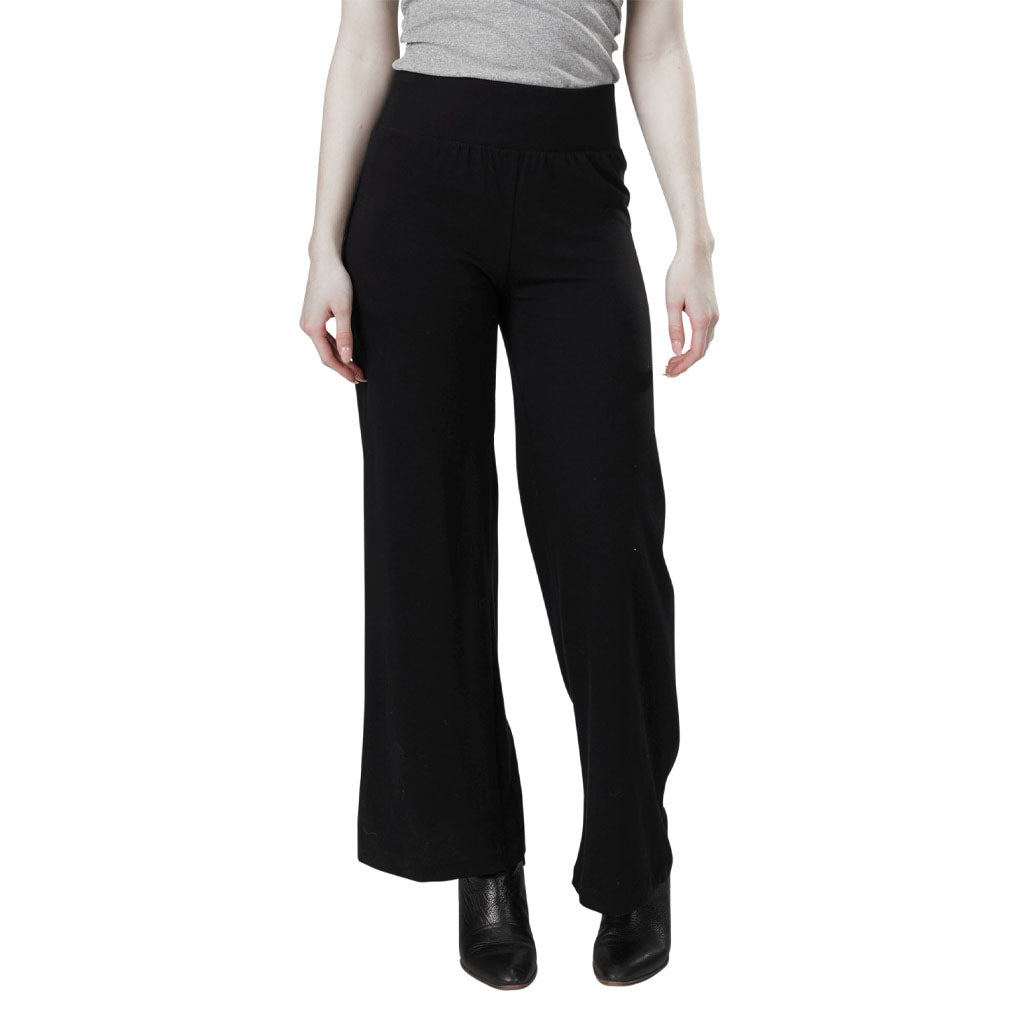 USA Made Organic Cotton Lightweight Jersey Wide Leg Pant in Black