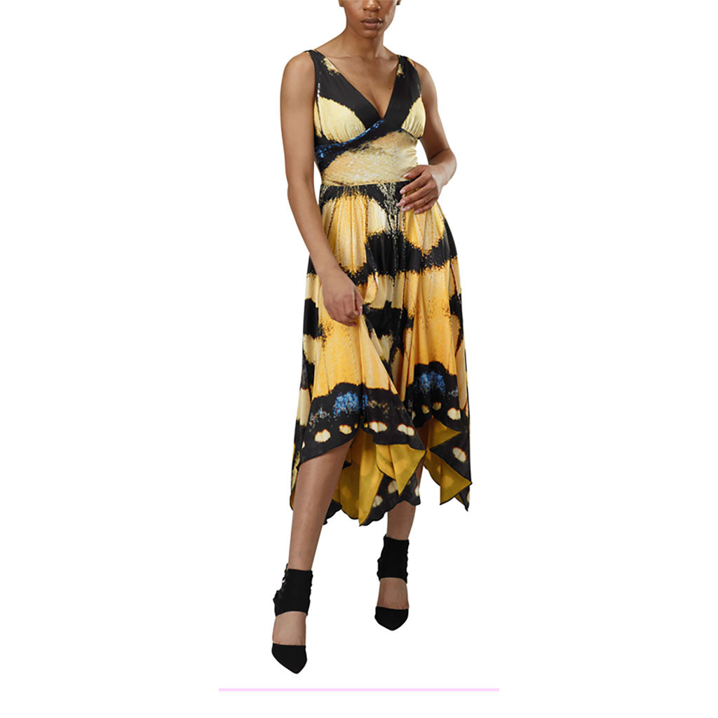 Yellow Swallowtail Butterfly Dress L